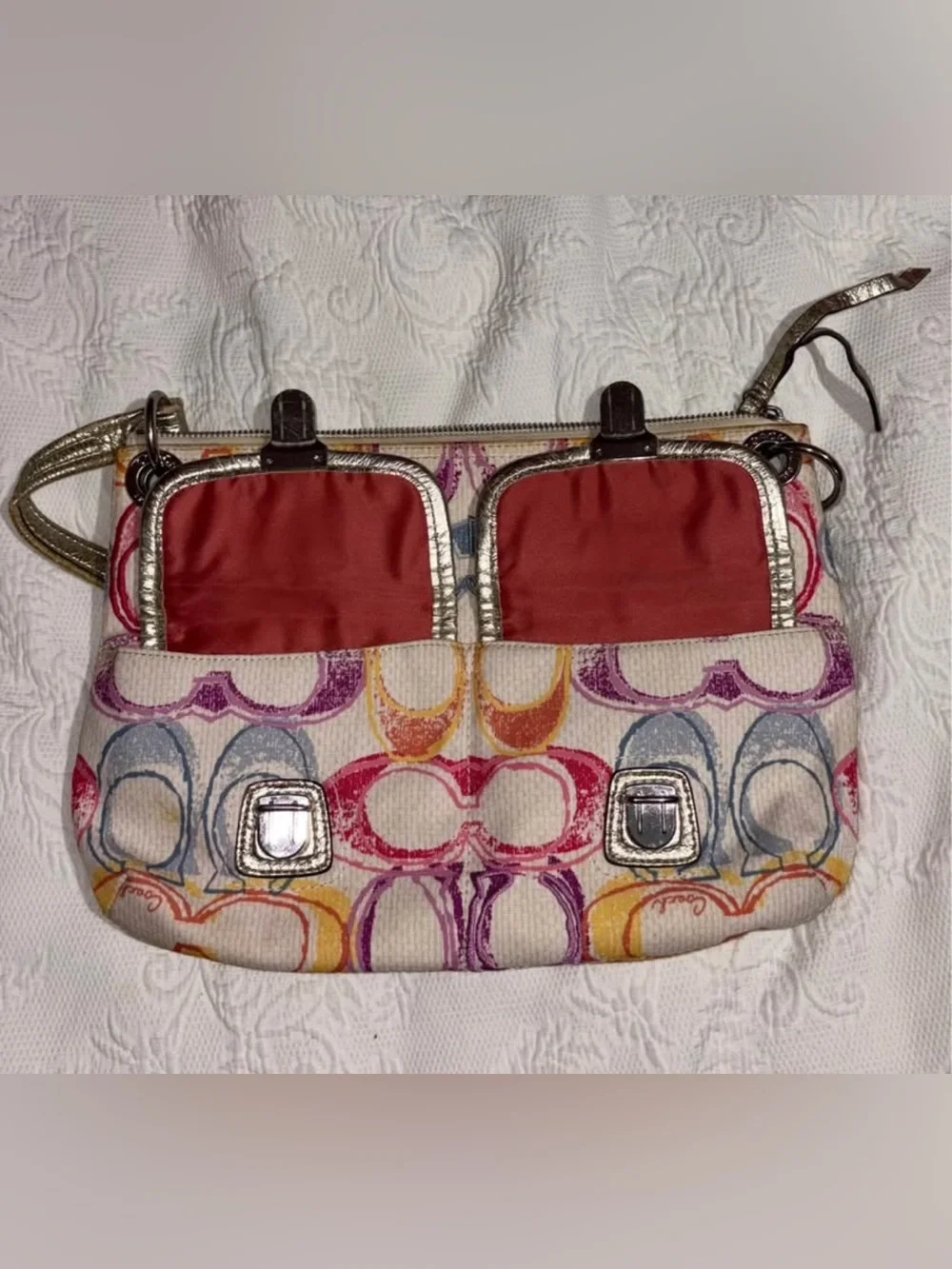 Coach Poppy Dream C Signature Scribble Print Hippie Crossbody